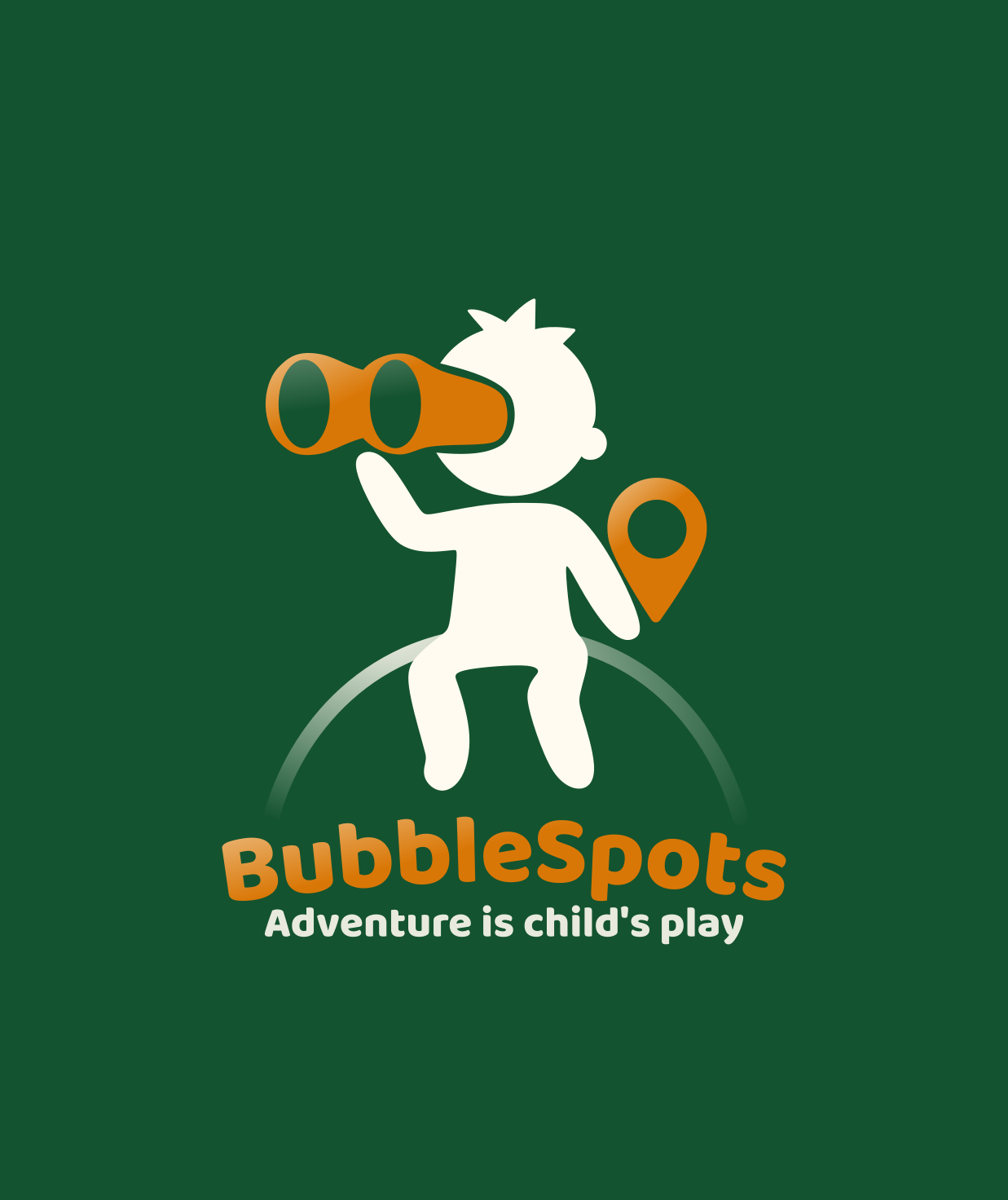 BubbleSpots logo with wordmark and tagline: Adventure is child's play